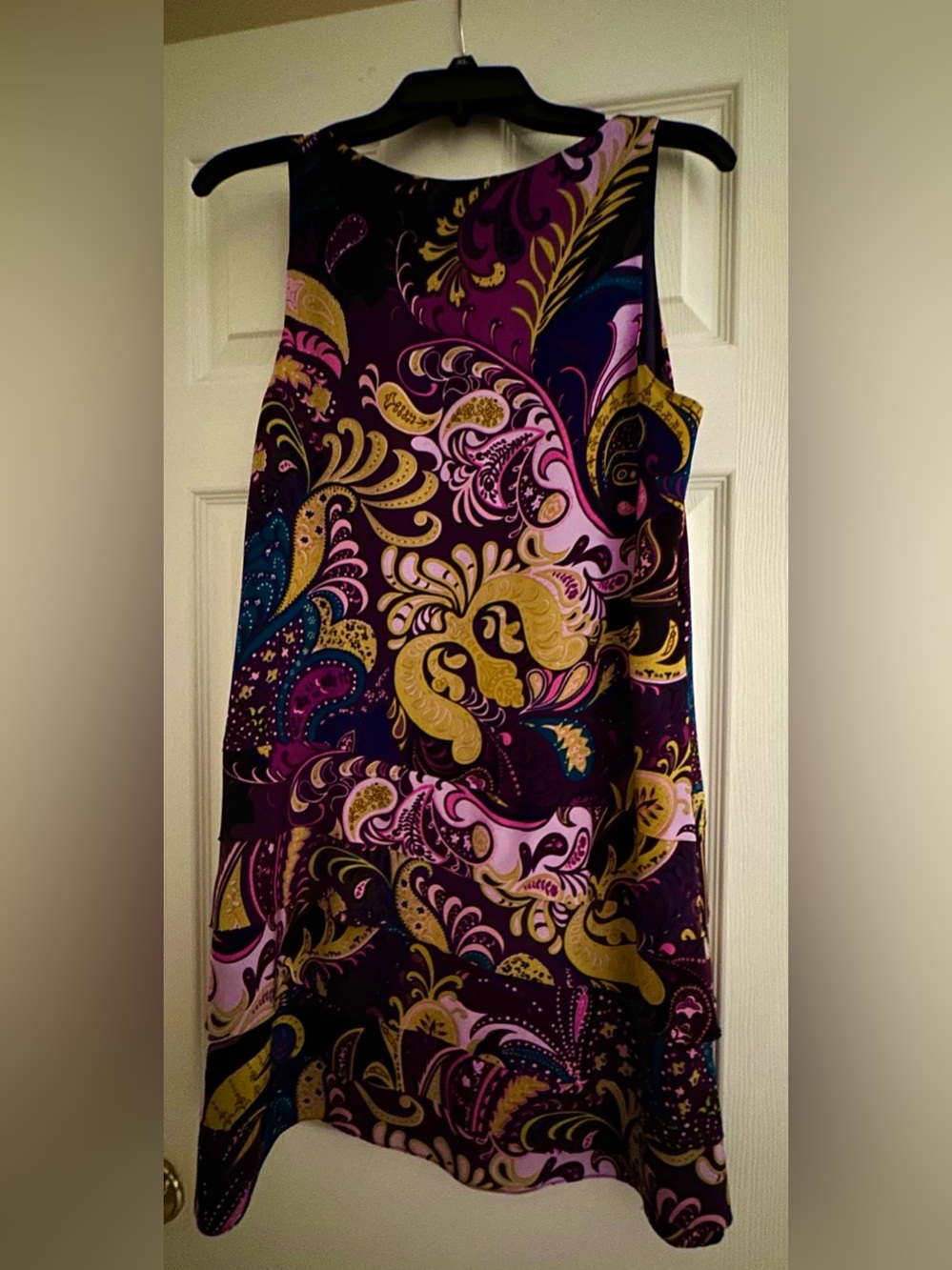 Sleeveless Paisley Print Dress in Purple, Pink & Gold